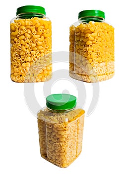 Isolated photo of pasta in plastic container