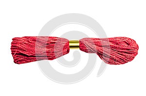 Isolated photo of red thread skein