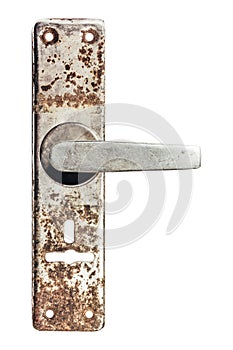 Isolated photo of rusty door handle