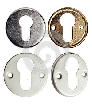 Isolated photo of rusty keyholes