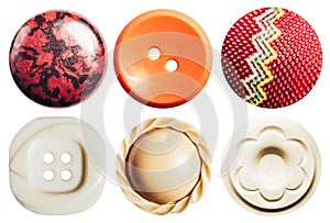 Isolated photo of various clothing buttons