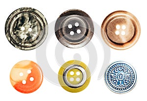 Isolated photo of various clothing buttons