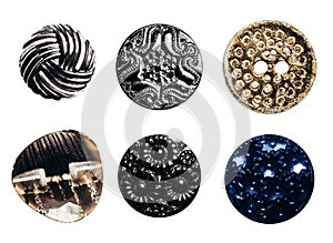 Isolated photo of various clothing buttons