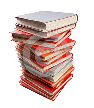 Isolated pile of books on white background