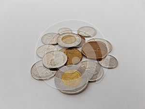 Isolated pile of Canadian coins