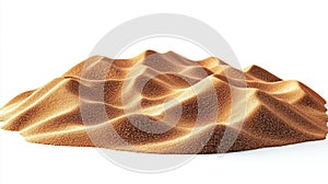 Isolated pile of desert sand dunes on white background