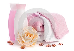 Isolated pink accessory for spa or sauna