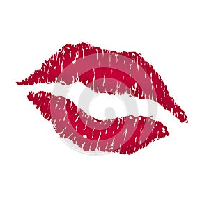 Isolated pink lips on white background. Vector illustration.