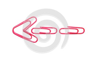 Isolated pink paperclip arrow