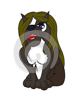 isolated Pitbull woman in cartoon version