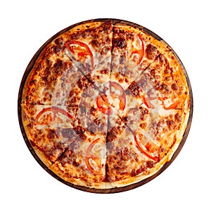 Isolated pizza on white background photo
