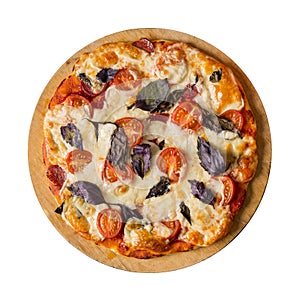 Isolated pizza on white background photo