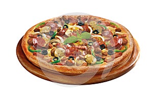 Isolated pizza on white background without shadow