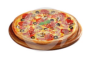 Isolated pizza on white background without shadow