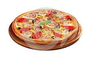 Isolated pizza on white background without shadow