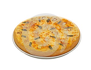 Isolated pizza on white background without shadow