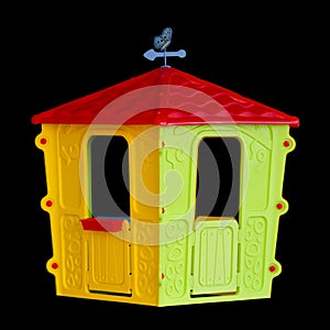 Isolated plastic children's playhouse