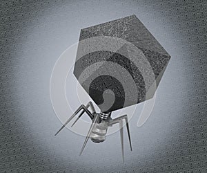 isolated Podoviridae T7 bacteriophage 3d rendering