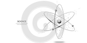 Isolated polygonal science atom symbol on white background.