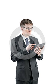 Handsome businessman with a digital tablet