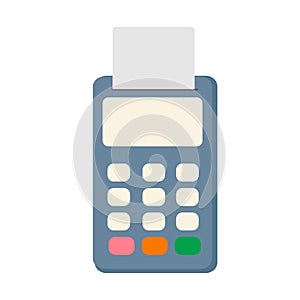 Isolated pos terminal on white background. Payment terminal for credit cards. Pay terminal. Shopping, purchase and
