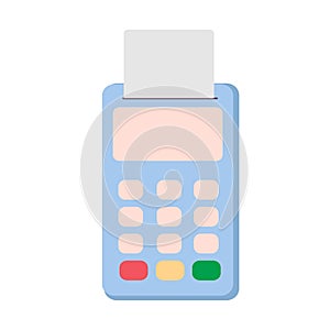 Isolated pos terminal on white background. Payment terminal for credit cards. Pay terminal. Shopping, purchase and