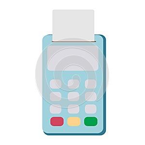 Isolated pos terminal on white background. Payment terminal for credit cards. Pay terminal. Shopping, purchase and