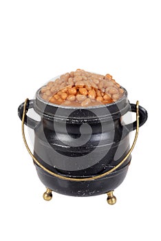 Isolated pot of baked beans