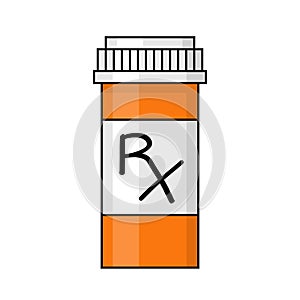 Isolated prescription pill bottle with cap illustration on white background