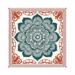 Minimalistic Vintage Stamp Mandalas Icon Print On White Background
