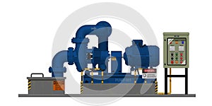 Isolated pump system on white background