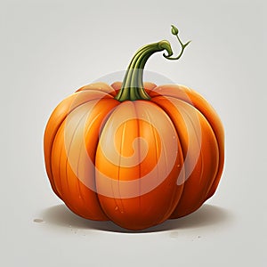 Isolated pumpkin 3D illustration on a solid light background. Pumpkin as a dish of thanksgiving for the harvest