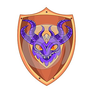 Isolated purple armor heraldry vector illustration