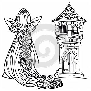 isolated Raiponce coloring book