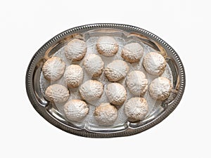 Isolated Ramadan sweets. Egyptian cookies `Kahk El Eid` - cookies of El Fitr Islamic Feast