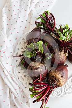 Isolated raw beet root on white background