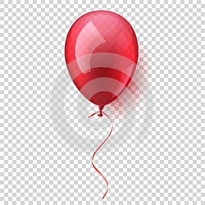 Isolated Realistic Colorful Glossy Flying Air Balloon. Birthday party. Ribbon.Celebration. Wedding or Anniversary.Vector