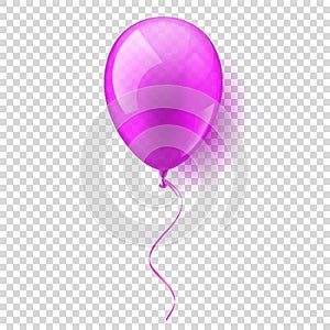 Isolated Realistic Colorful Glossy Flying Air Balloon. Birthday party. Ribbon.Celebration. Wedding or Anniversary.Vector