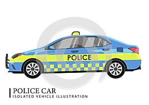 Isolated realistic patrol police car. Clipart of a modern police department sedan car