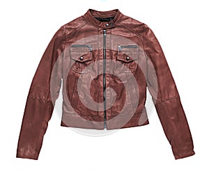 Isolated red brown leather jacket