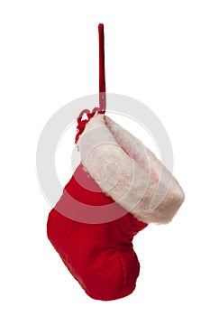 Isolated red christmas stocking