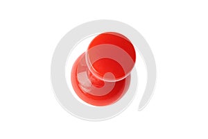 Isolated red drawing pin top view