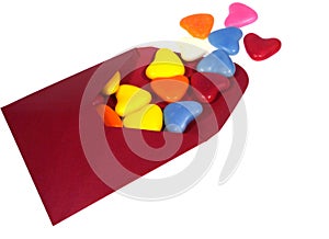 An isolated red envelope with hearts