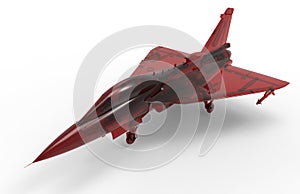 Isolated red glass jet fighter