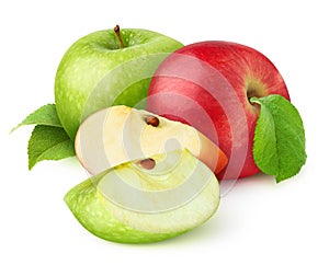 Isolated red and green apples