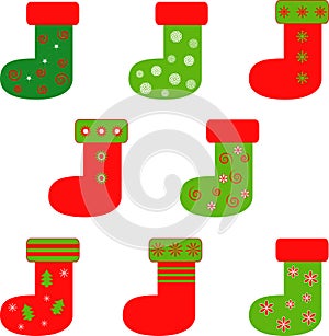 Isolated Red and Green Christmas Stockings