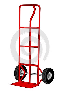 Isolated red handtruck illustration photo