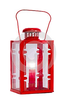 Isolated red lamp with candle