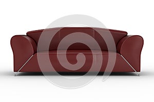 Isolated red leather sofa