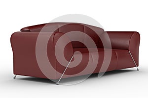 Isolated red leather sofa. An interior